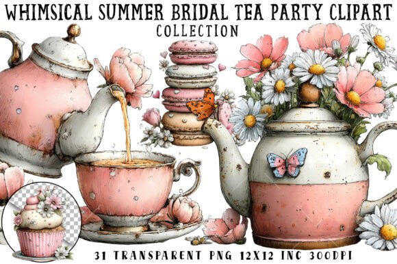 Download Whimsical Summer Bridal Tea Party Clipar - Premium Bundle