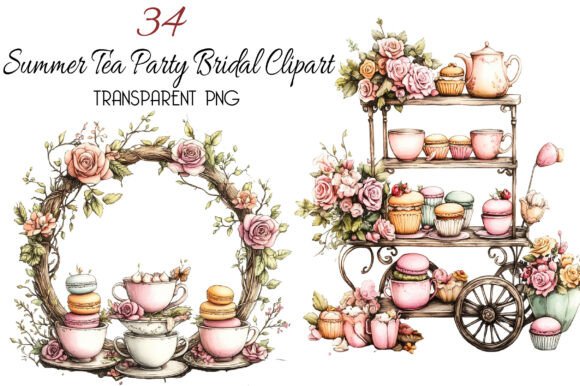 Download Summer Tea Party Bridal Clipart - Premium Bundle