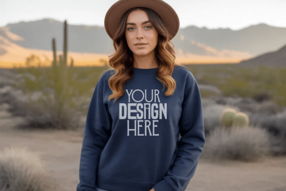 Download Gildan Navy Sweatshirt Mockup - Premium Resources